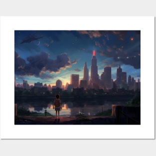 Anime Columbus - An Anime-Inspired Skyline of Ohio Posters and Art